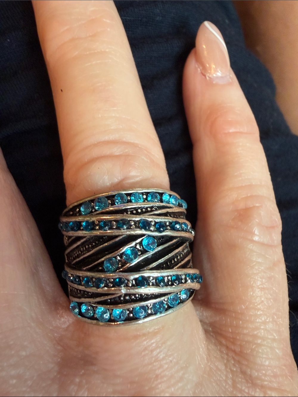 Blue Crystal Wrap-Style Statement Ring - Women Jewelry size 6